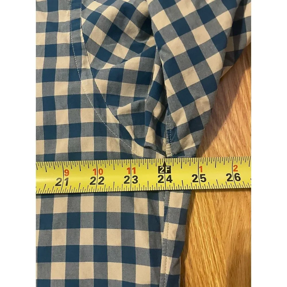 J.CREW Long Sleeve XL Blue Check Button‎ Down Cotton Shirt
